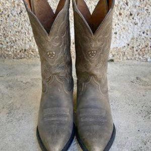 Ariat 15729 Heritage Western J Toe Distressed Tan Brown Leather Boots - Sz 7.5B